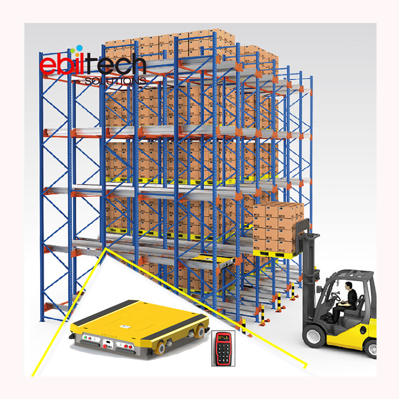 EBILTECH Electric Mobile Robotic Storage Equipment Remote Control Cart Radio Pallet Shuttle for Warehousing Rack System